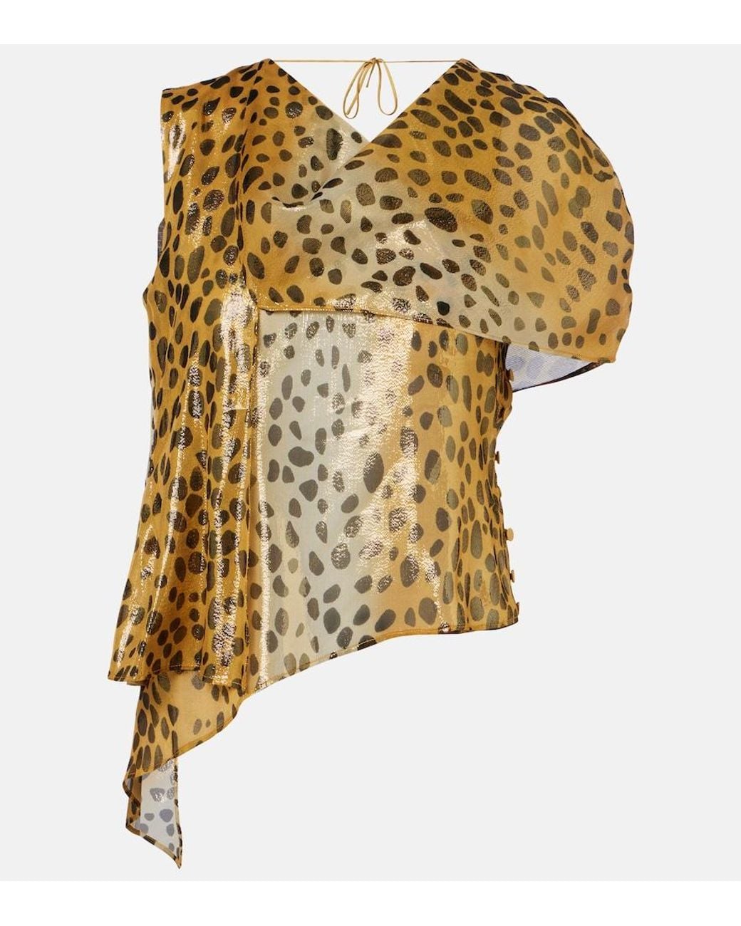 JACQUES WEI Yellow Silk-Blend Lame Top