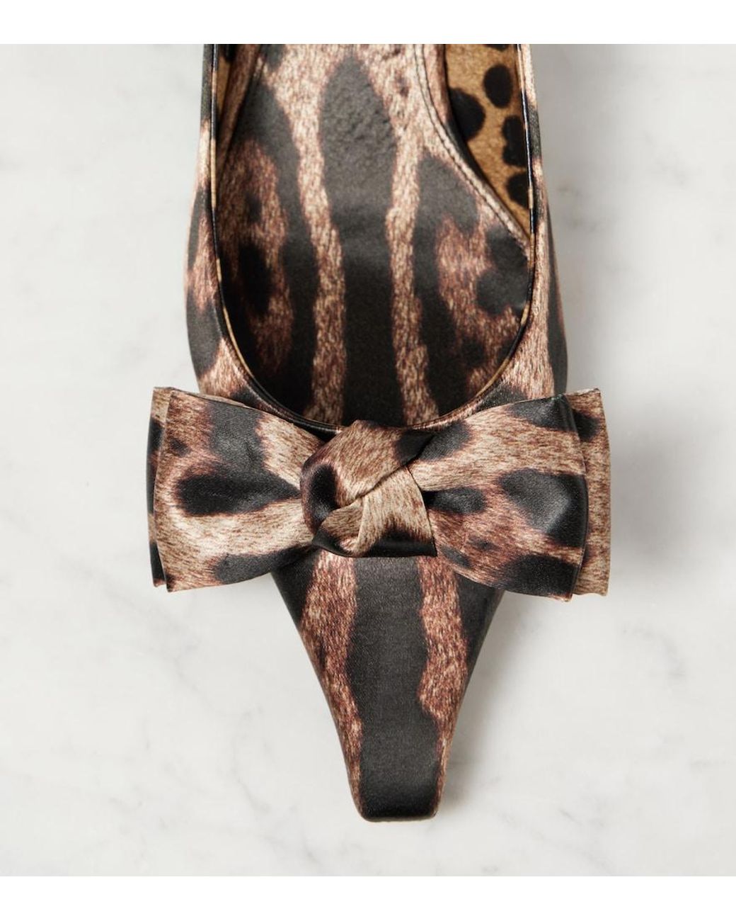 Dolce & Gabbana Brown Leo 30 Printed Satin Slingback Pumps