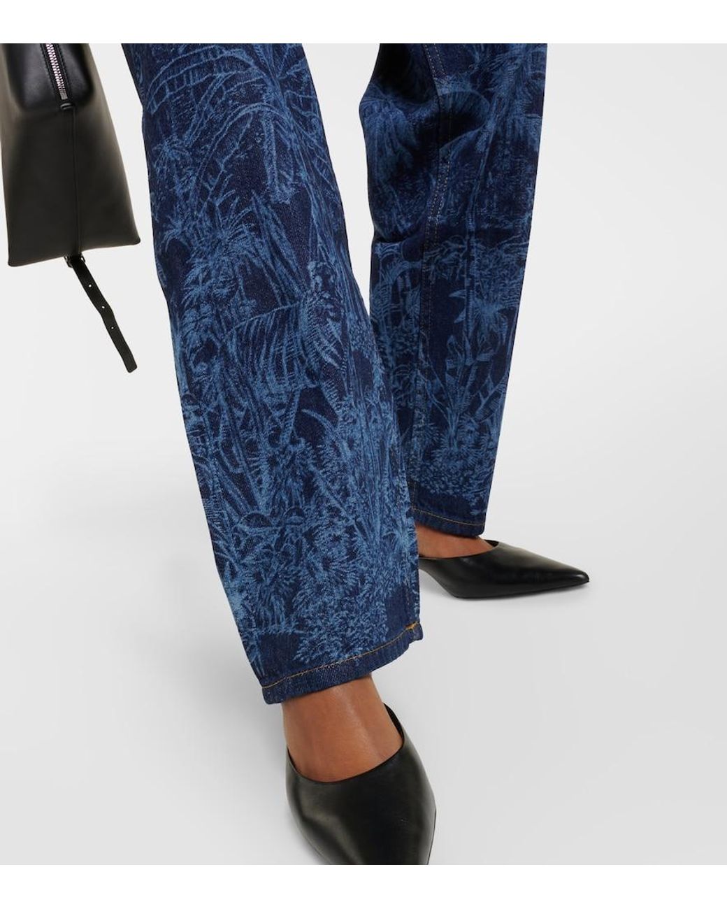 Alanui Blue Jungle Printed High-Rise Jeans