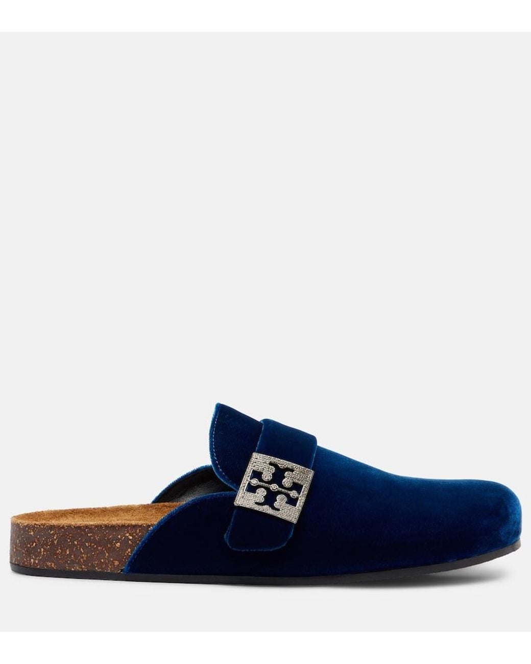 Tory Burch Blue Mellow Embellished Velvet Mules