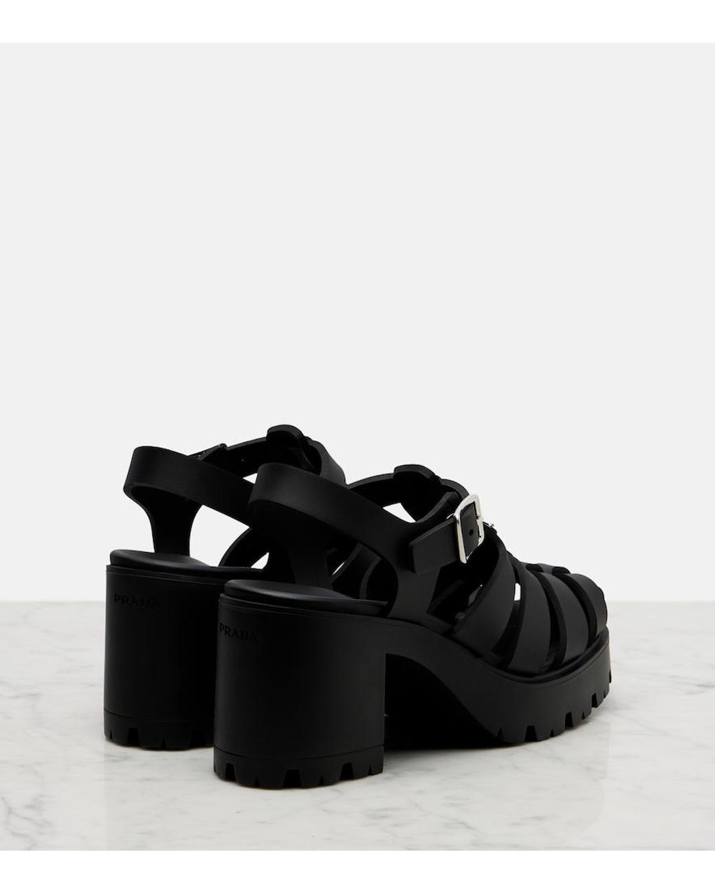 Prada Black Monolith Sandals
