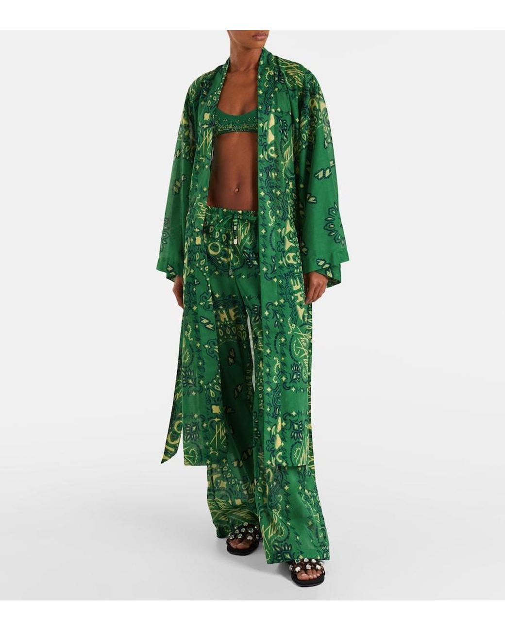 The Attico Green Bandana Cotton Muslin Kaftan