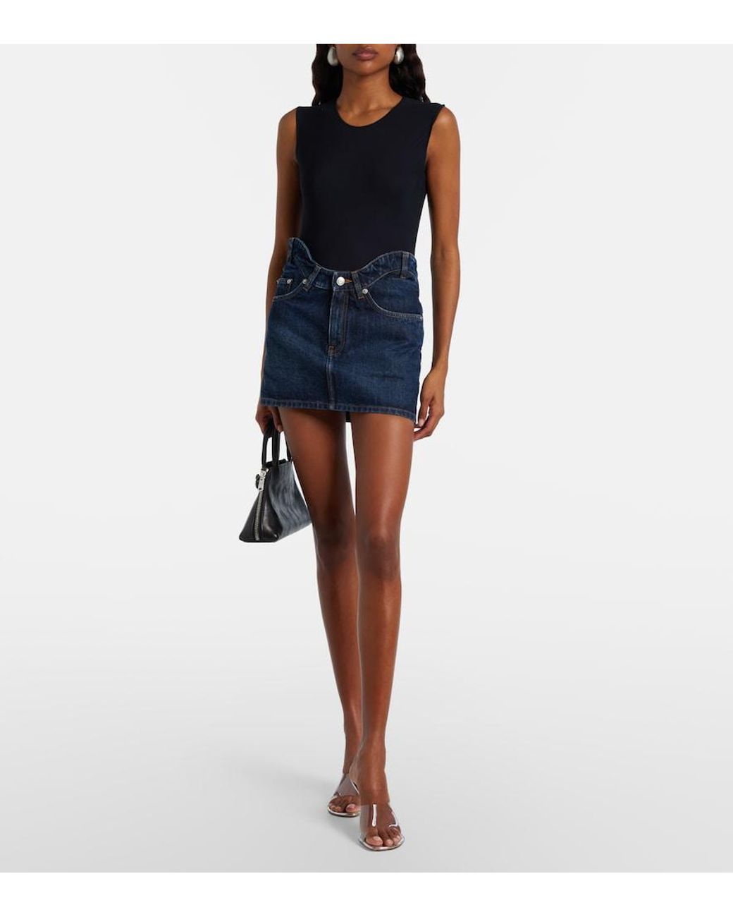 Jean Paul Gaultier Blue Curved Denim Miniskirt