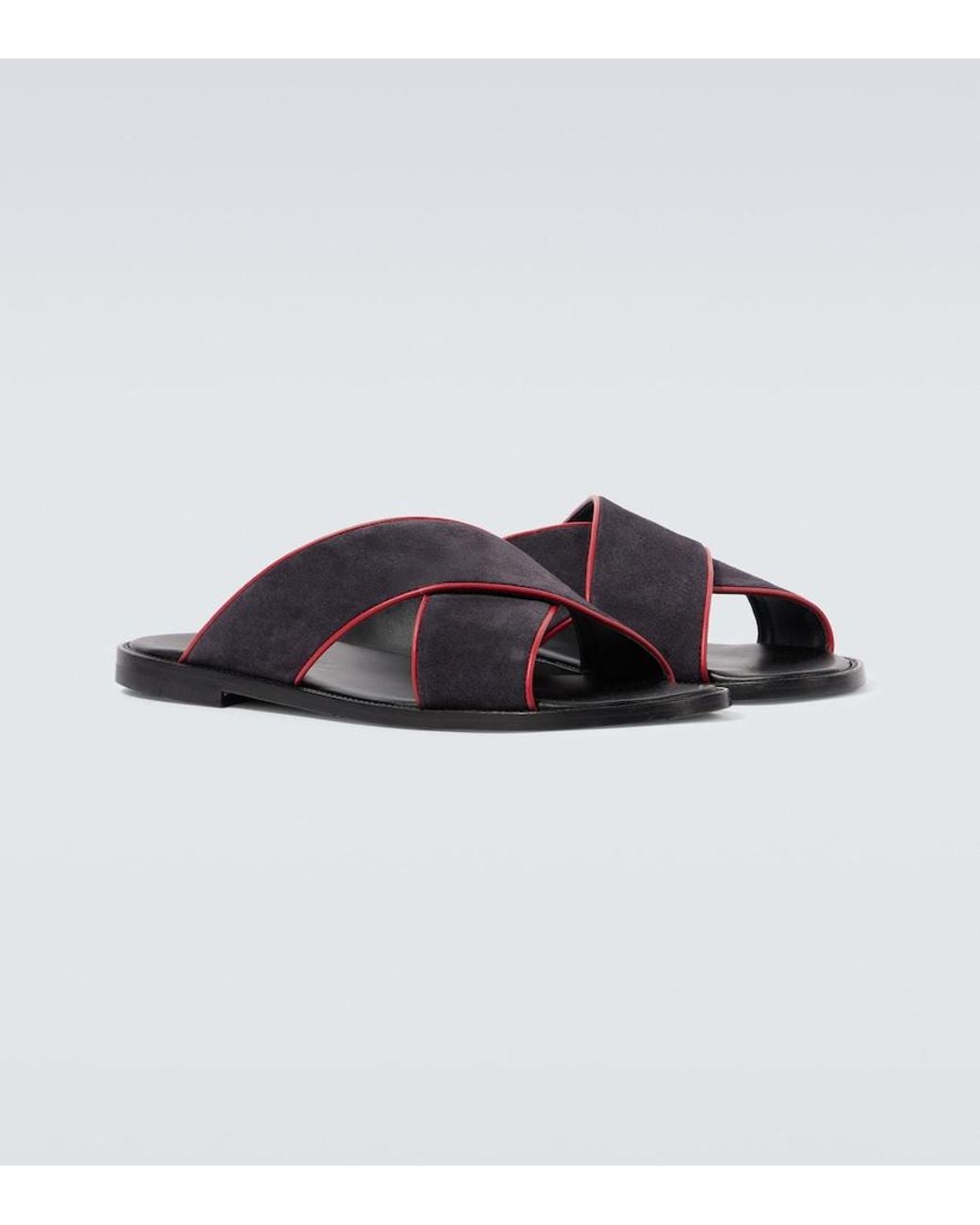 Manolo Blahnik Blue Otawi Suede Sandals for men