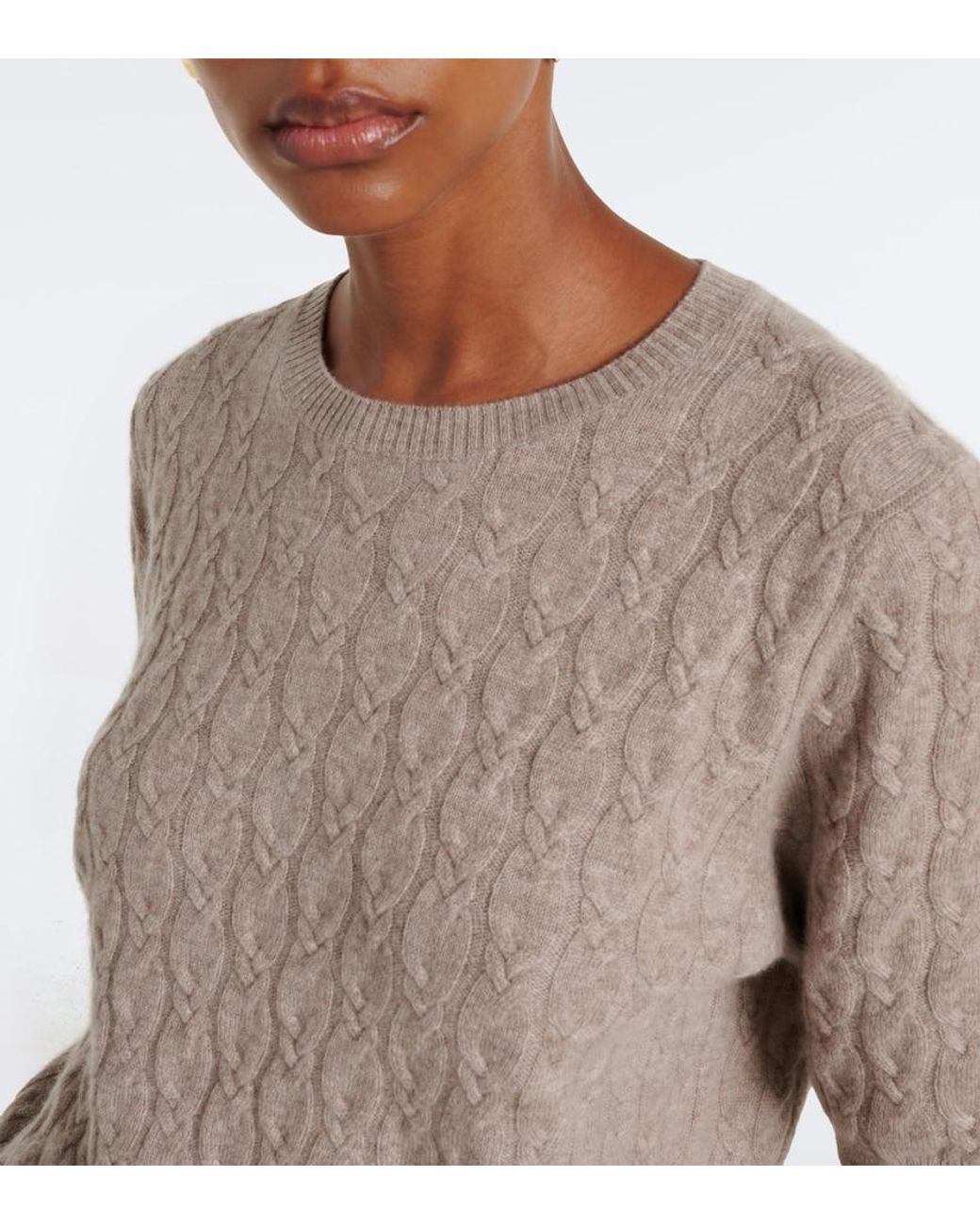 Jardin Des Orangers Brown Cable Knit Cashmere Sweater