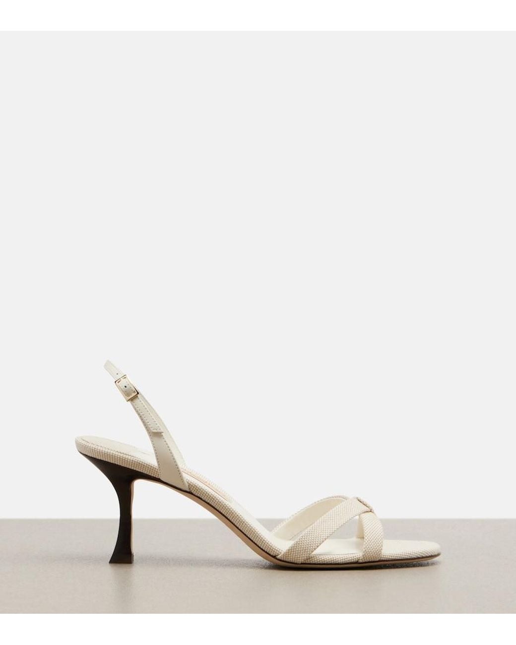 Jimmy Choo Natural Elsy Canvas Slingback Sandals