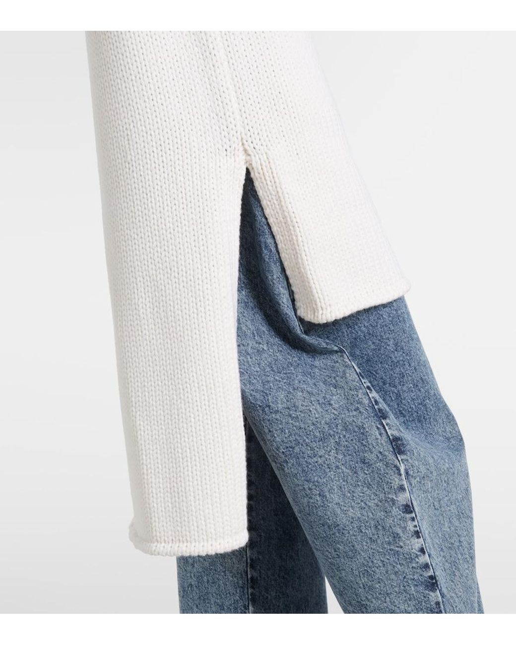Alaïa White Caped Wool Turtleneck Top