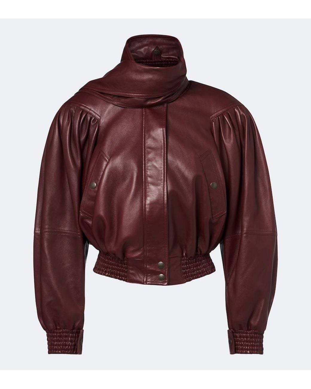 Chloé Red Draped Cropped Leather Jacket