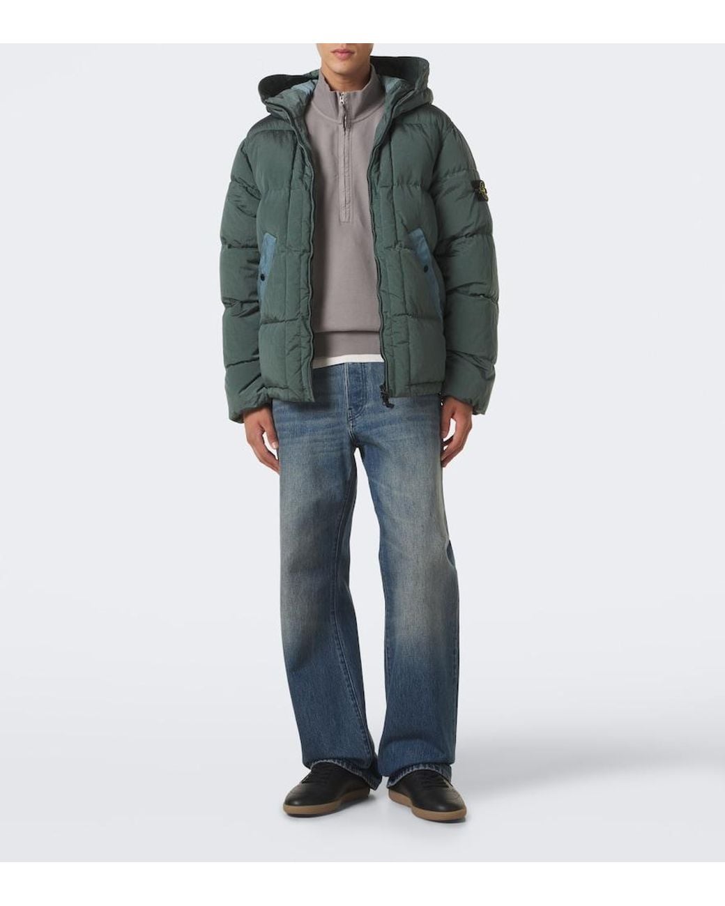 Stone Island Gray Compass Cotton Fleece Sweatshirt for men