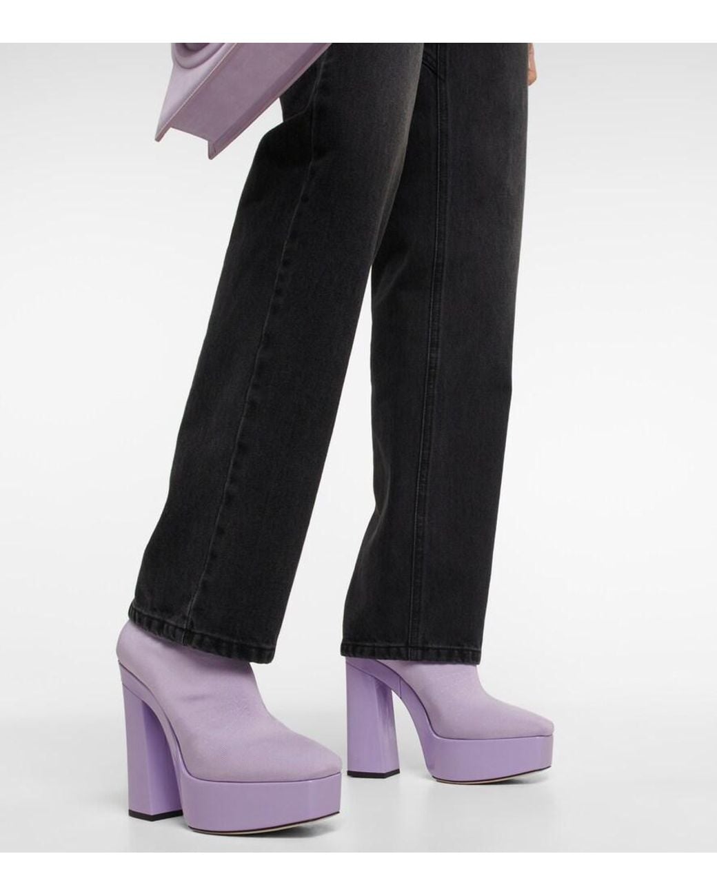 Jimmy Choo Purple Giome Sock Ankle Boots