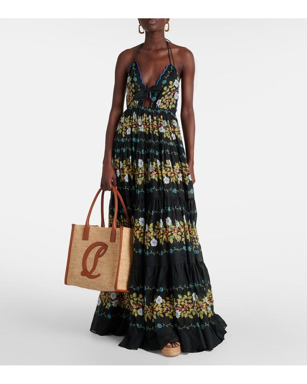 Christian Louboutin Brown By My Side E/W Large Raffia Tote Bag