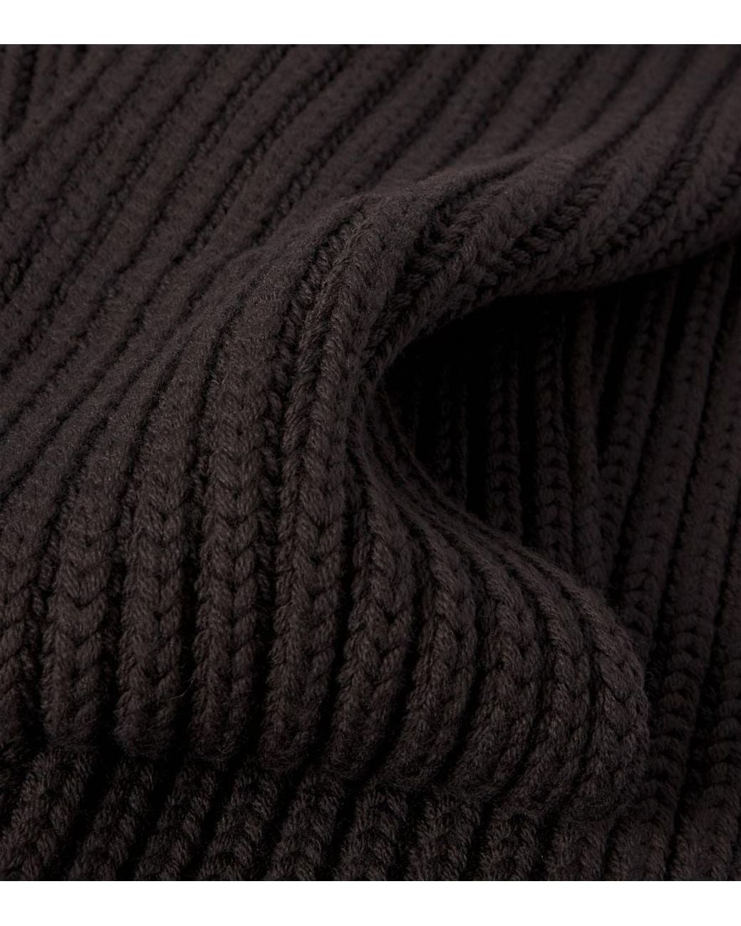 Prada Black Ribbed-Knit Virgin Wool Scarf