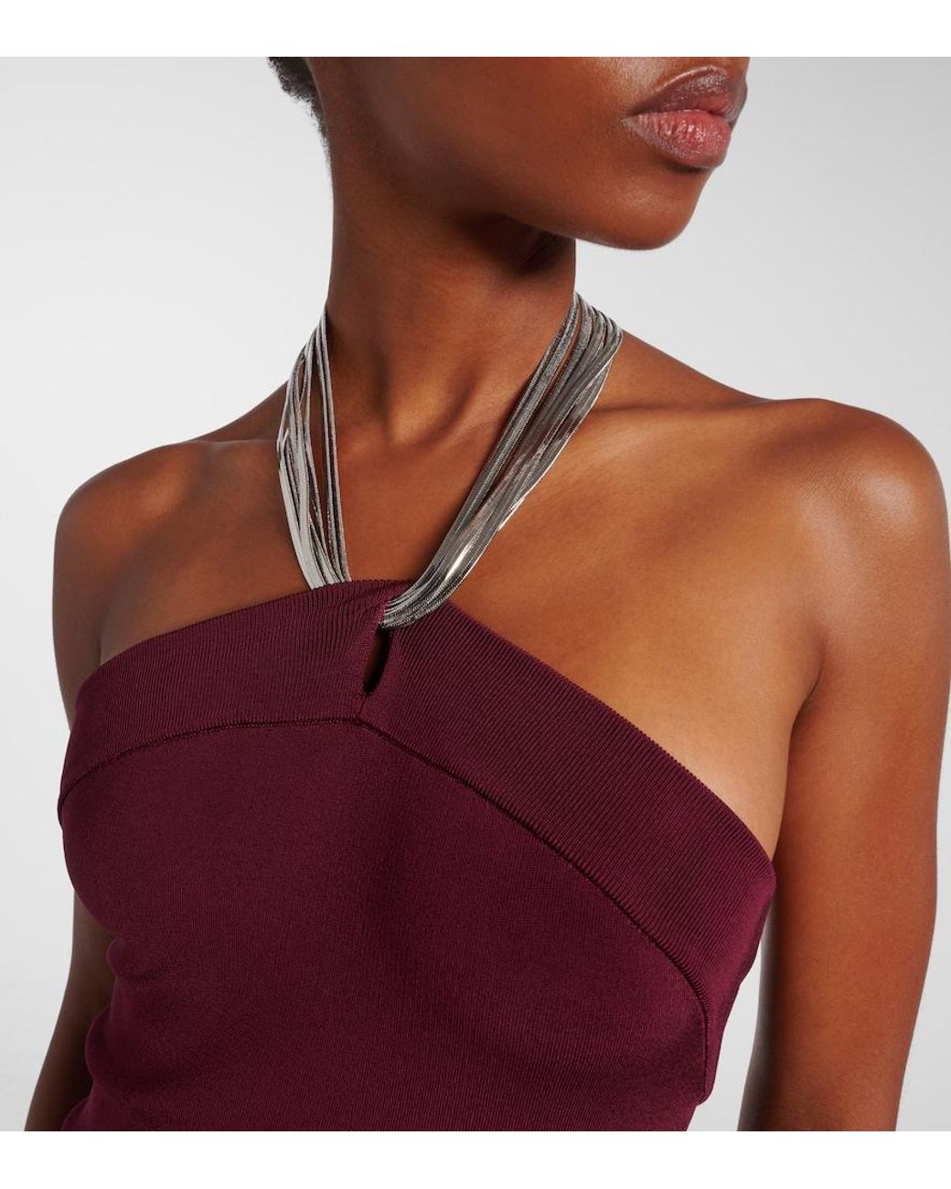 Galvan Red Halterneck Midi Dress