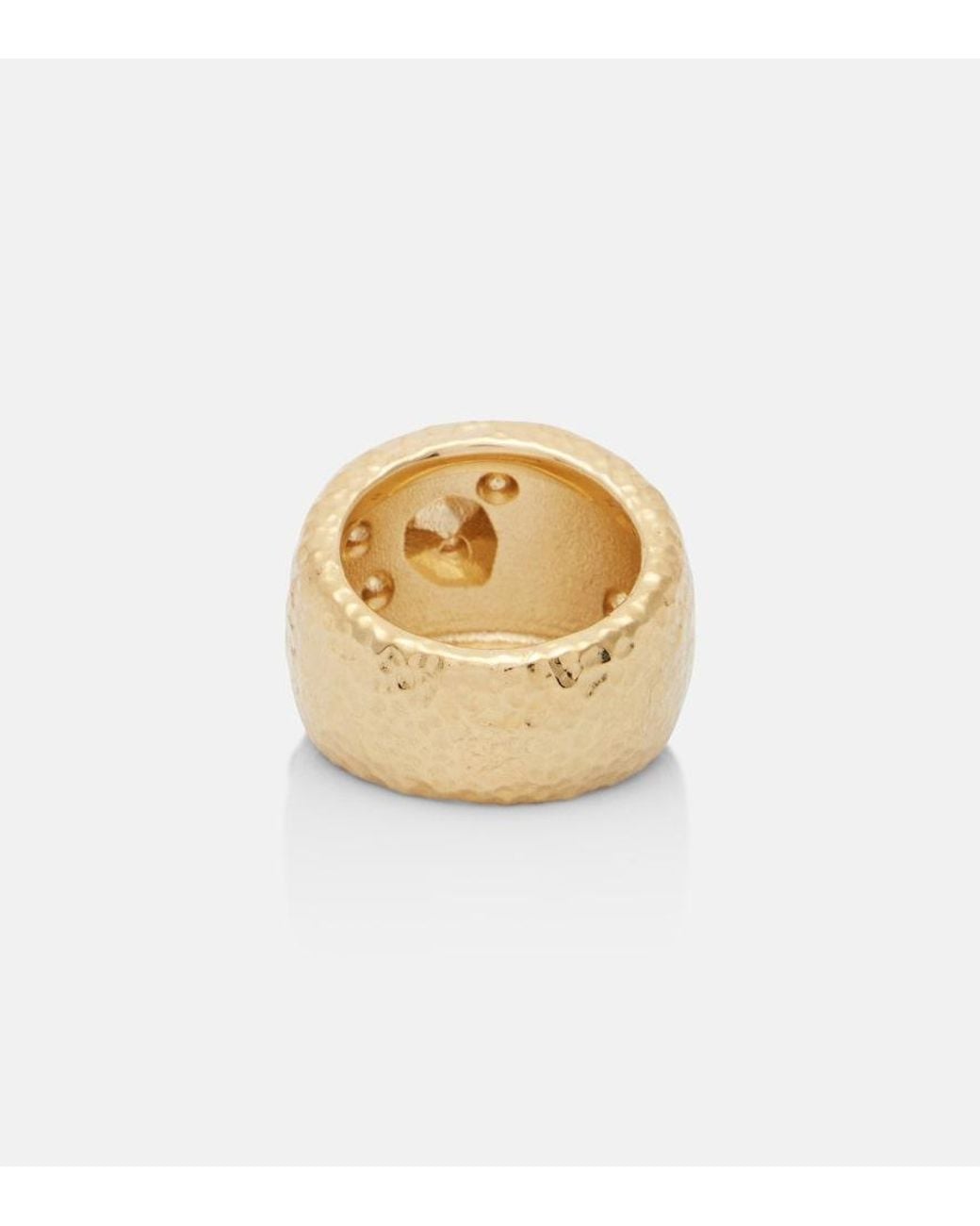 Oscar de la Renta White Scramble Embellished-Plated Ring