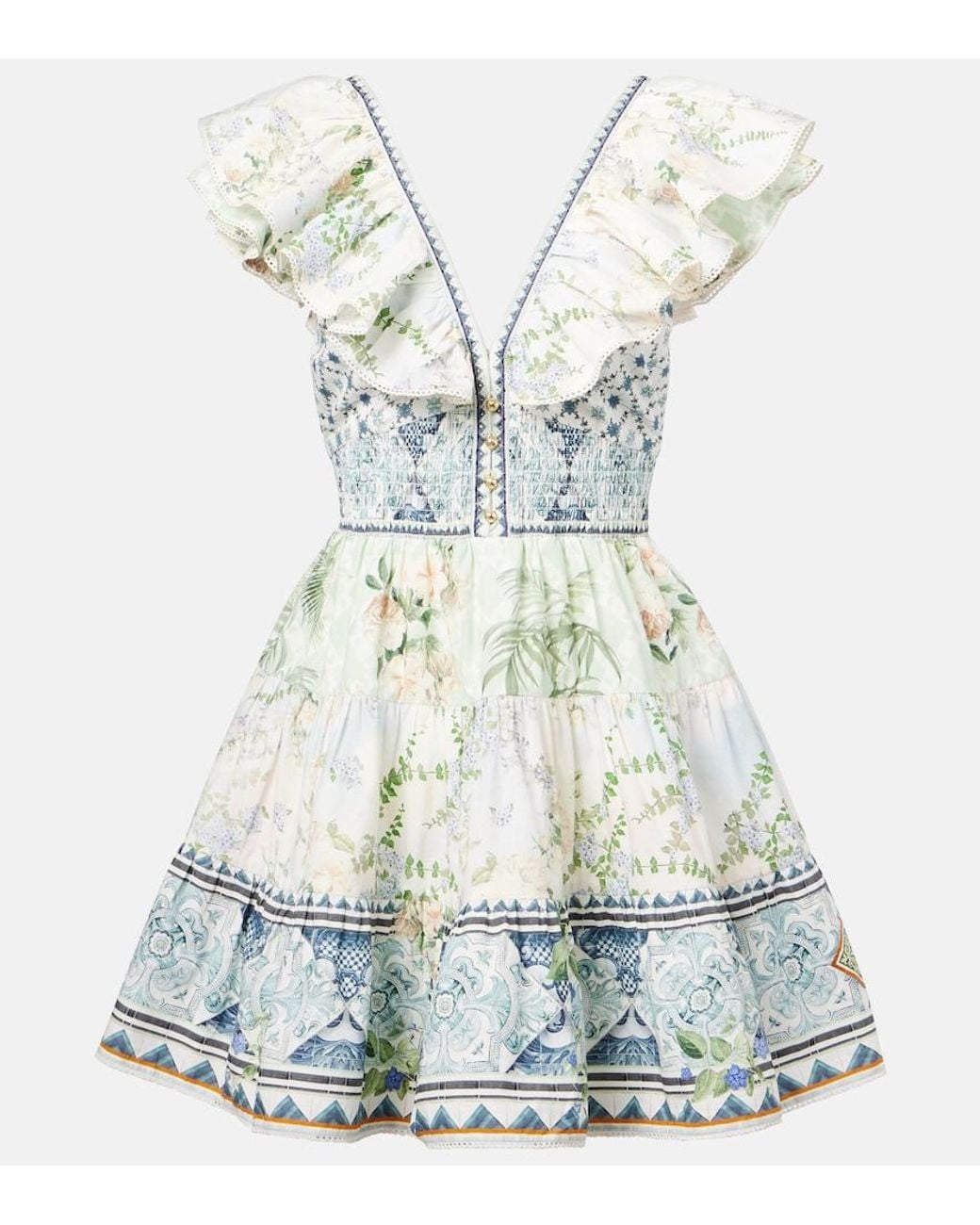 Camilla White Crystal-Embellished Cotton Minidress