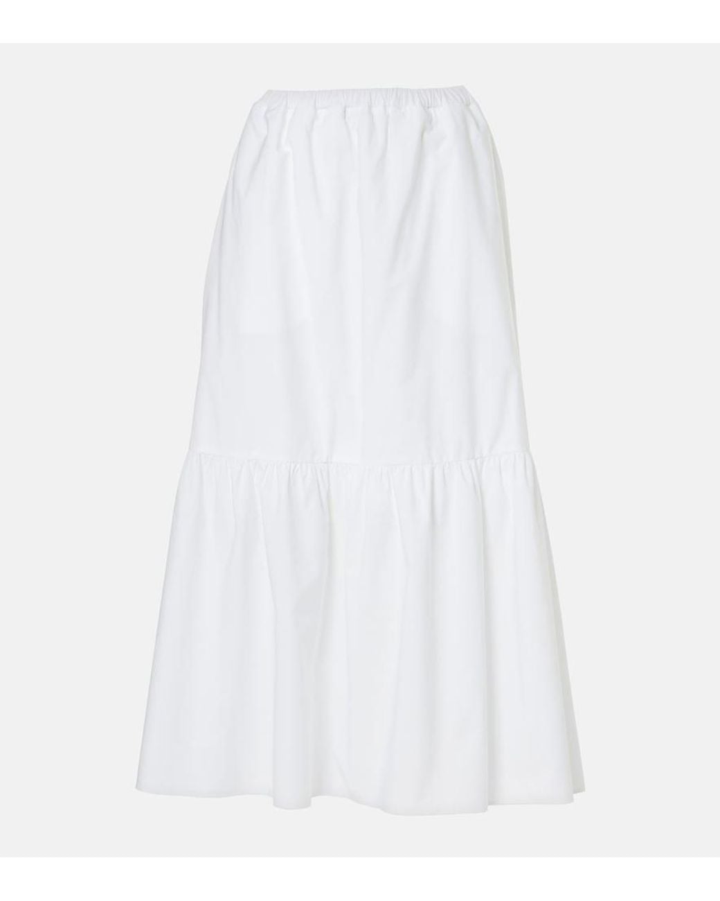Patou White Tiered Cotton Maxi Skirt