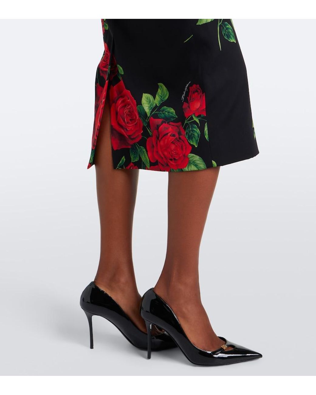 Dolce & Gabbana Black Floral Silk-Blend Pencil Skirt