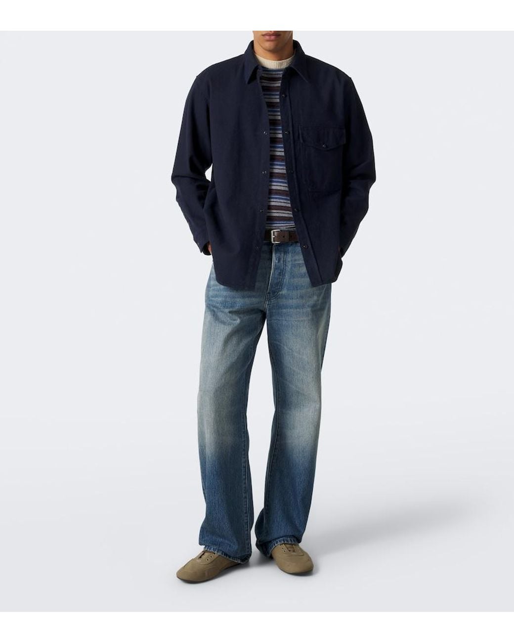Stone Island Blue Cotton Poplin Shirt for men