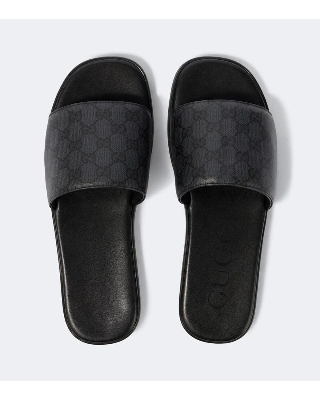 Gucci Black Gg Canvas Slides for men
