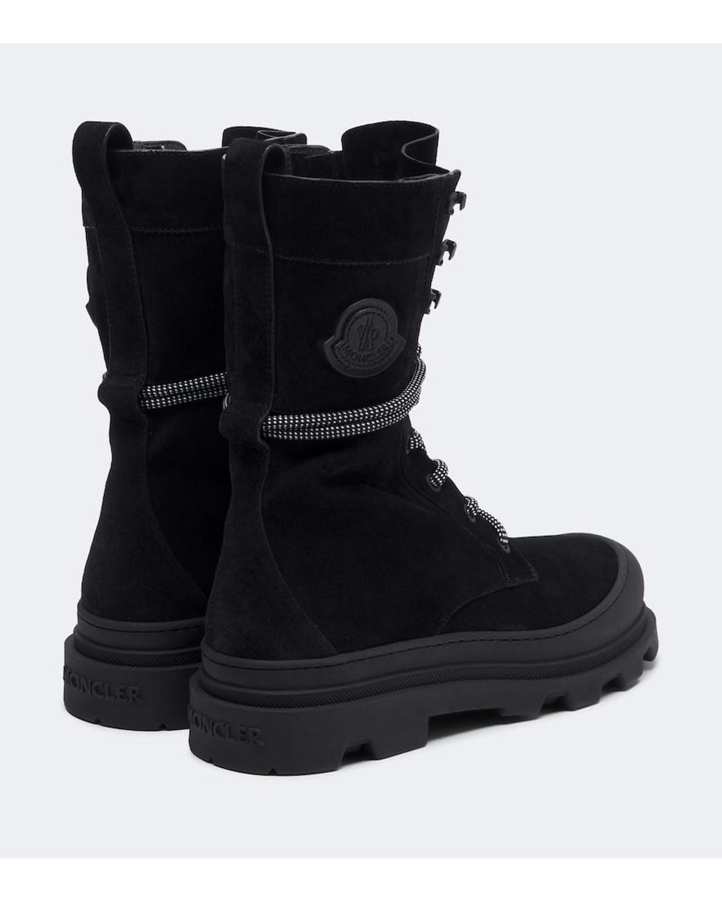Moncler Black Vera Suede Lace-Up Boots