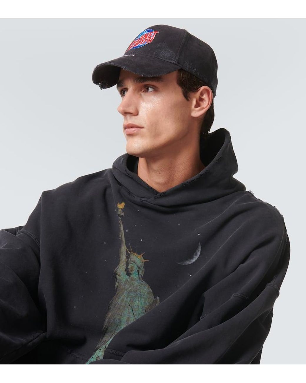 BALENCIAGA PLANET EARTH キャップ Balenciaga Men's Planet Earth Cap in Wash Black/Multicol