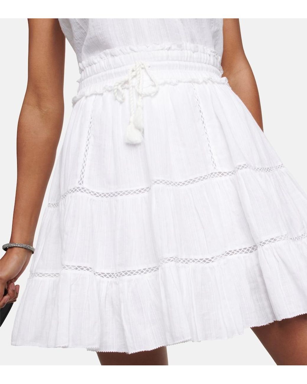 Isabel Marant White Lioline Cotton-Blend Gauze Mini Skirt