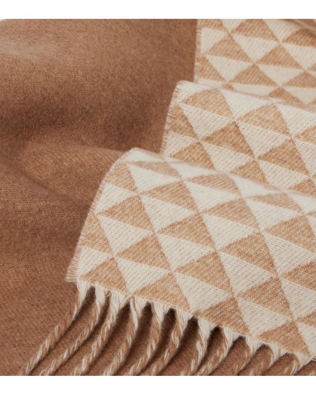 Prada Natural Symbole Wool And Cashmere Scarf