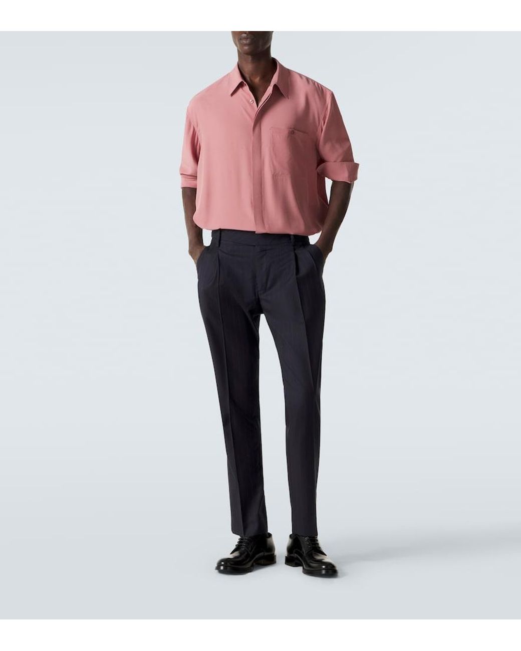 Dolce & Gabbana Blue Chalk Stripe Virgin Wool Slim Pants for men