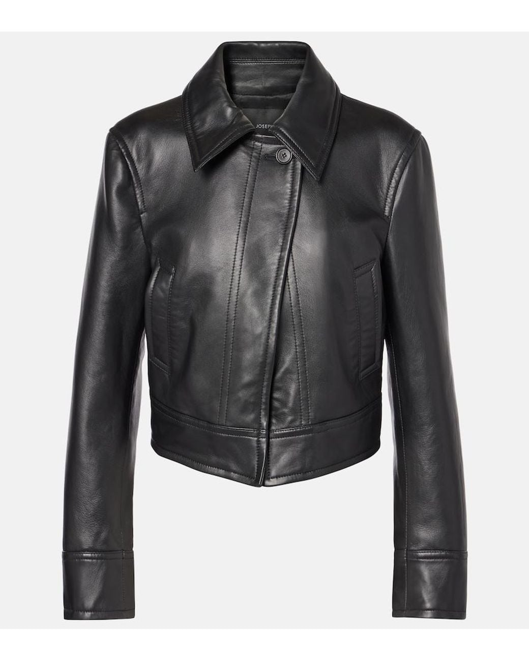 Joseph Black Caron Cropped Leather Jacket