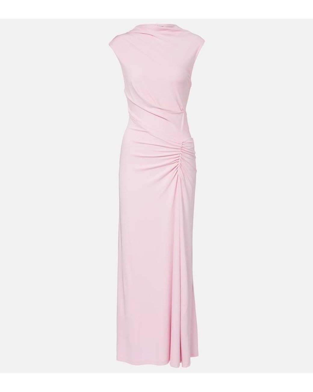 Jonathan Simkhai Pink Acacia Ruched Jersey Maxi Dress