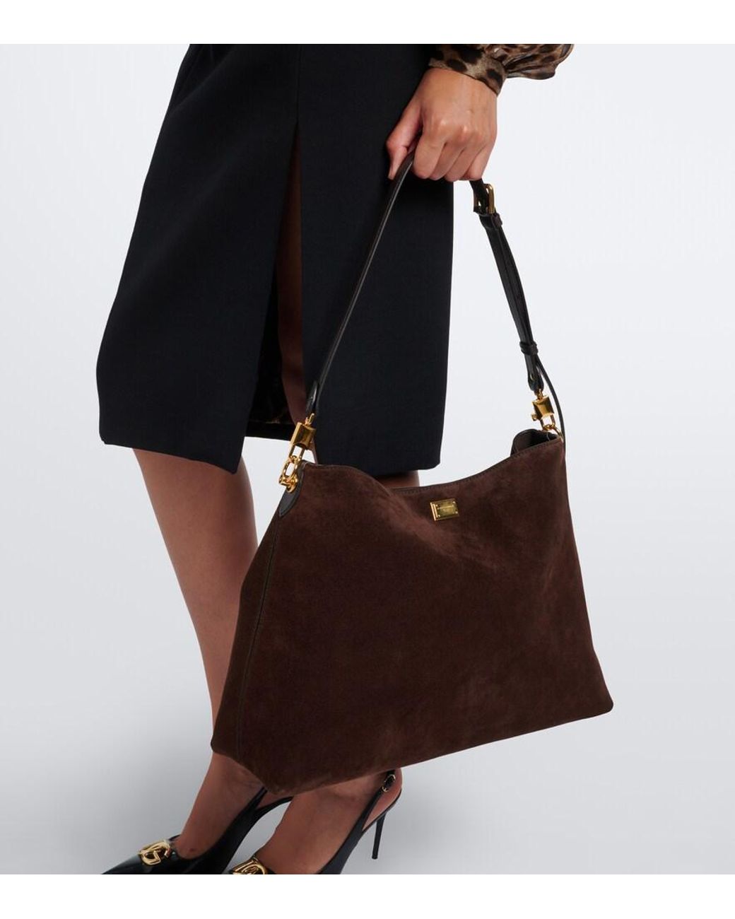 Dolce & Gabbana Brown Vittoria Large Suede Tote Bag