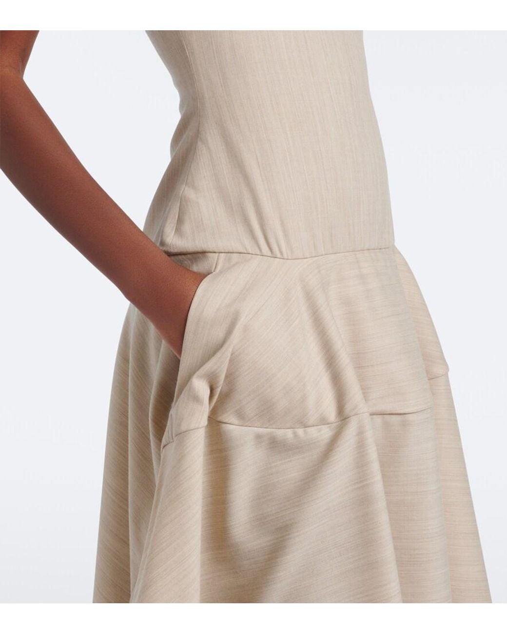 Jacquemus Natural Paradiso Wool-Blend Midi Dress
