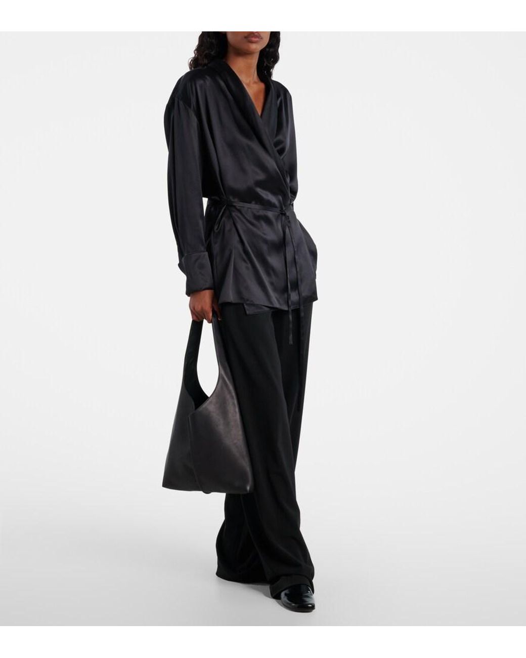 The Row Black Schultertasche Bindle Small Aus Leder