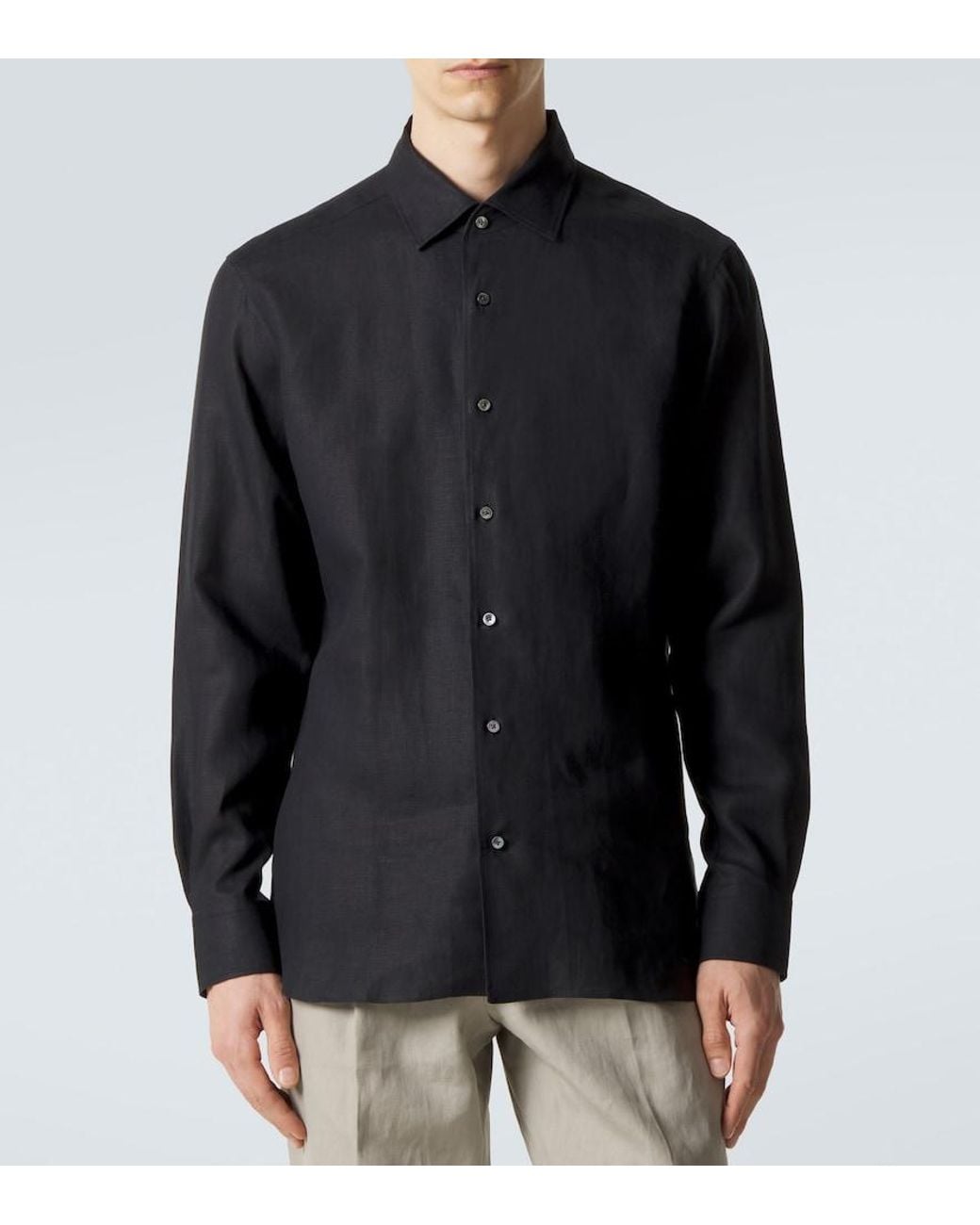 Zegna Blue Linen Shirt for men