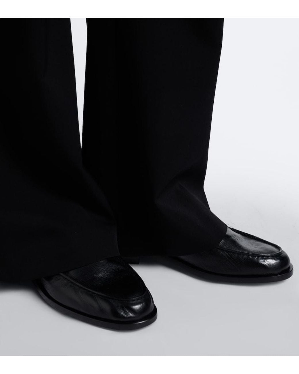 The Row Black Nino Leather Derby Shoes