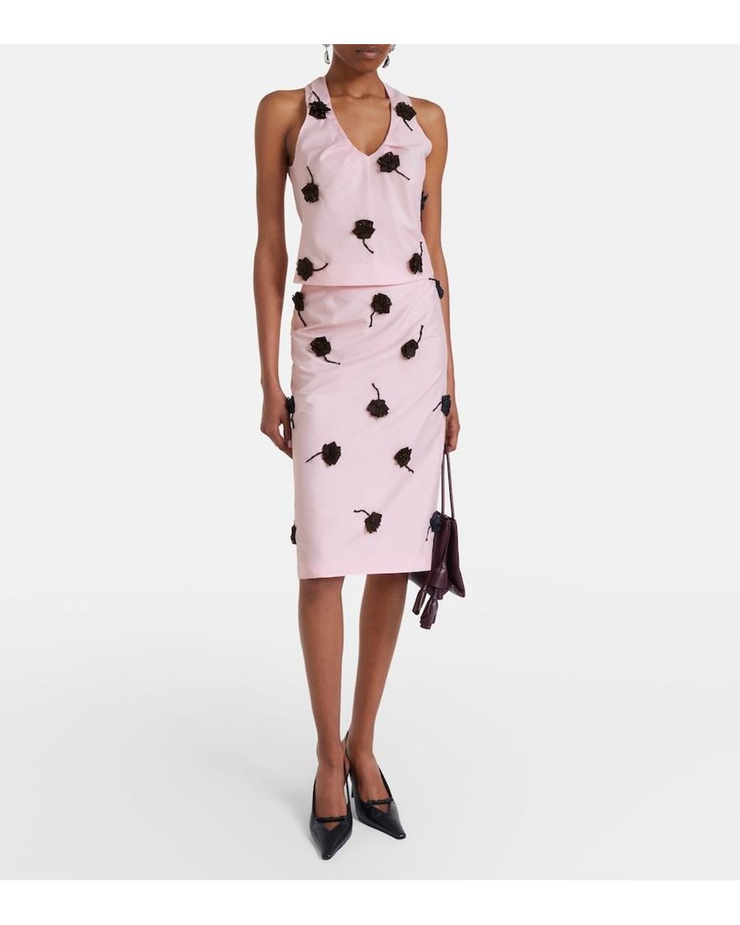 ShuShu/Tong Pink Floral-Appliqué Top