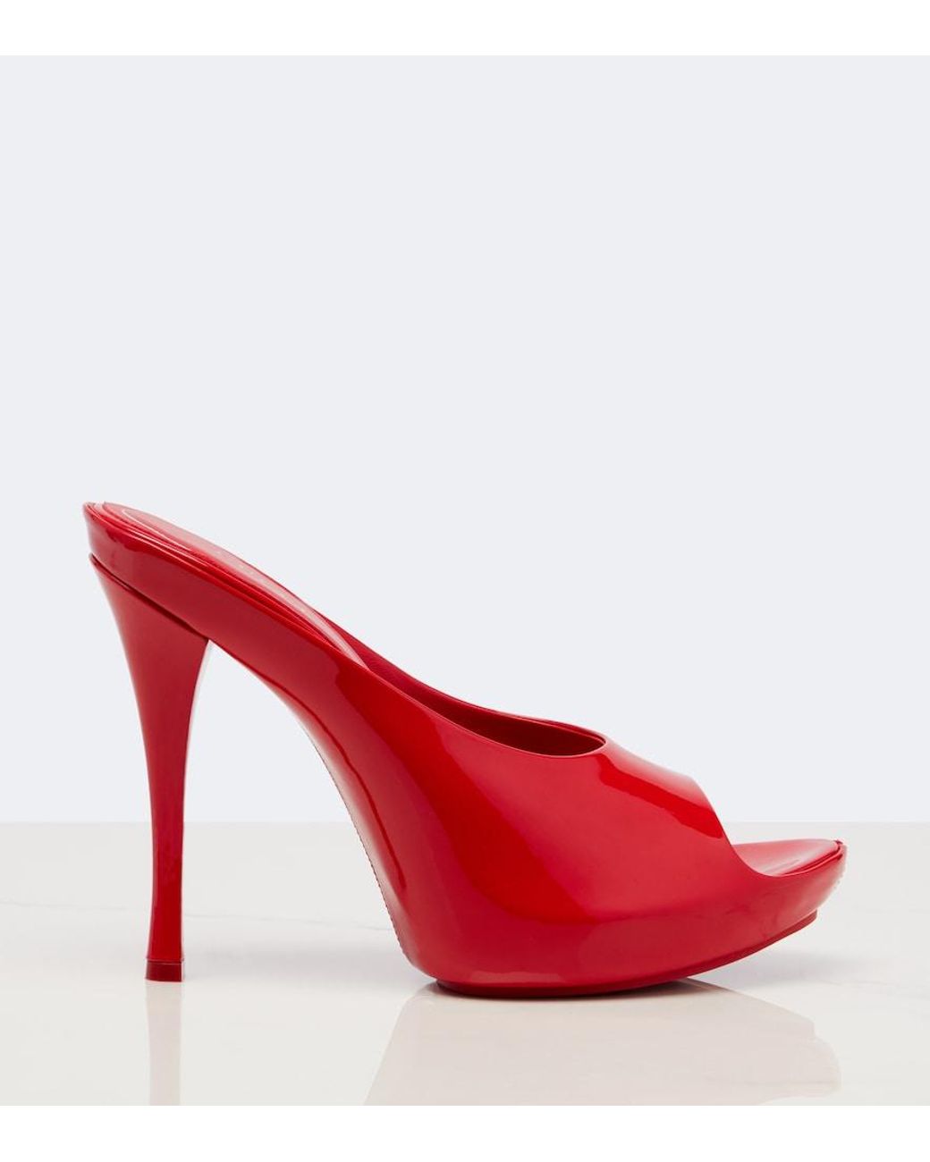 Gucci Red Patent Leather Platform Mules