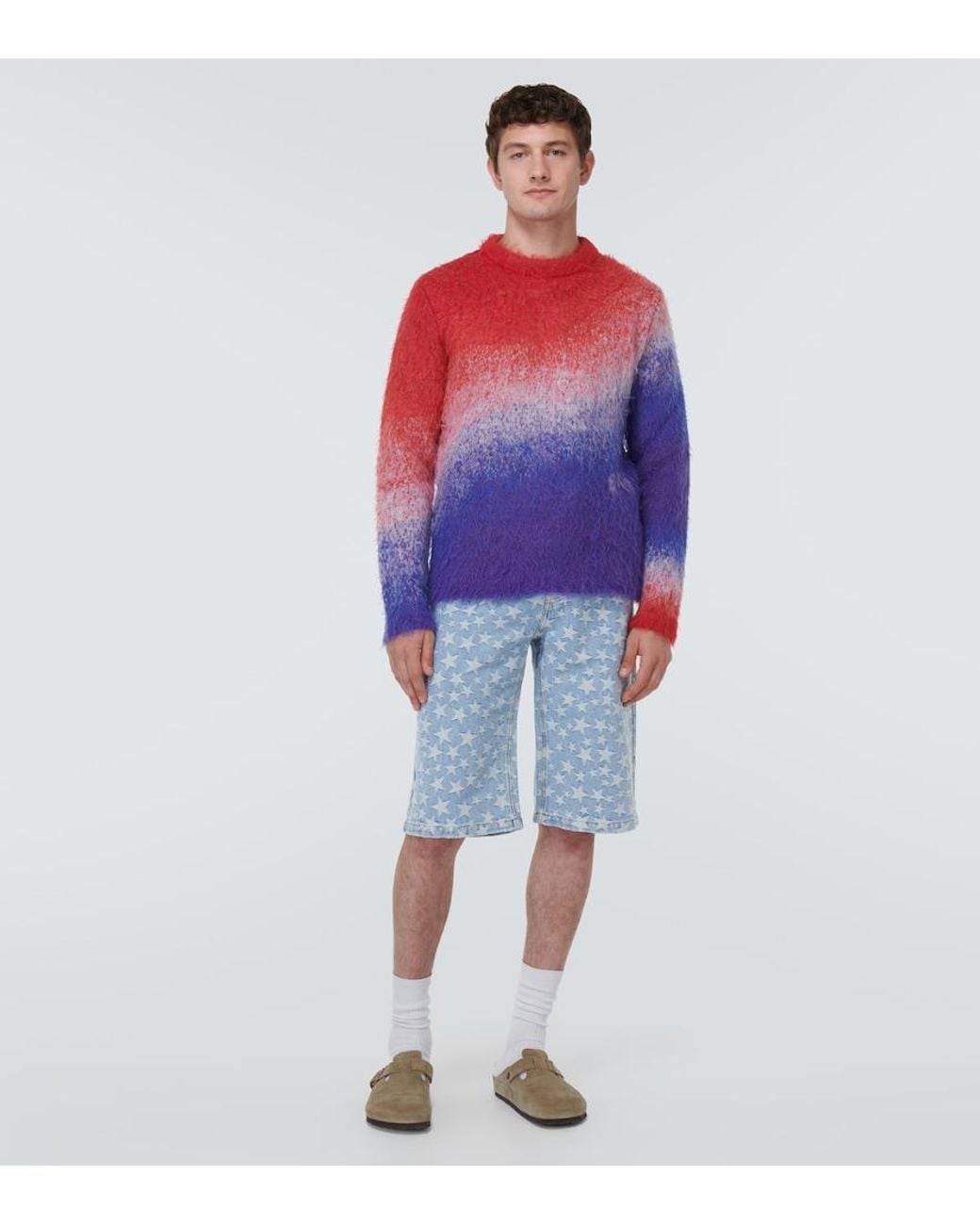 ERL Red Gradient Mohair-Blend Sweater for men