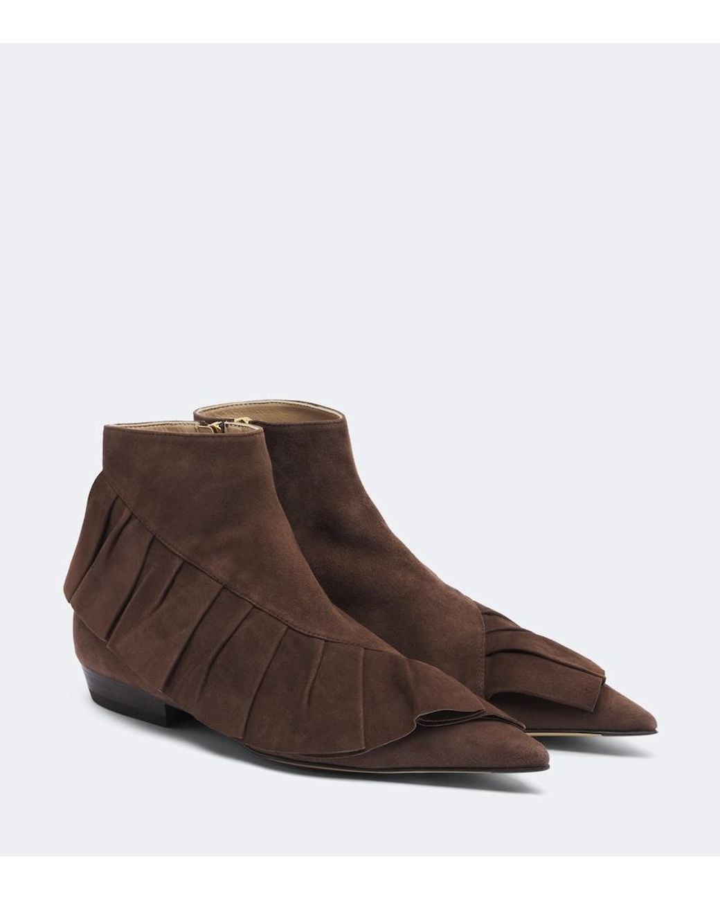 J.W. Anderson Brown Ruffled Suede Ankle Boots
