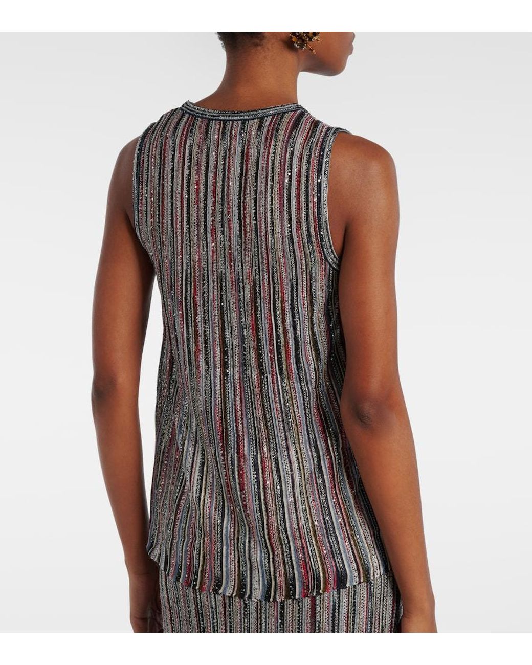Missoni Multicolor Sequined Striped Lame Top