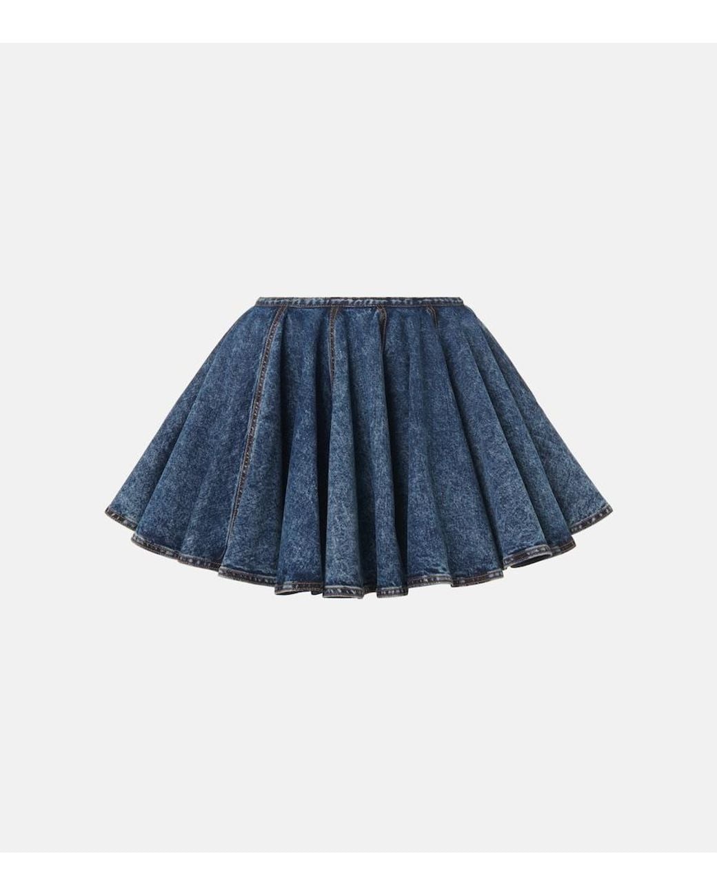 Alaïa Blue Pleated Denim Miniskirt