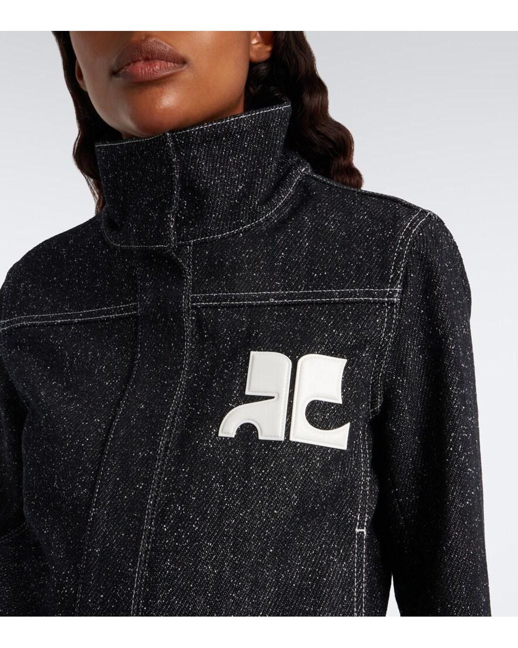 Courreges Black Logo Denim Tweed Jacket
