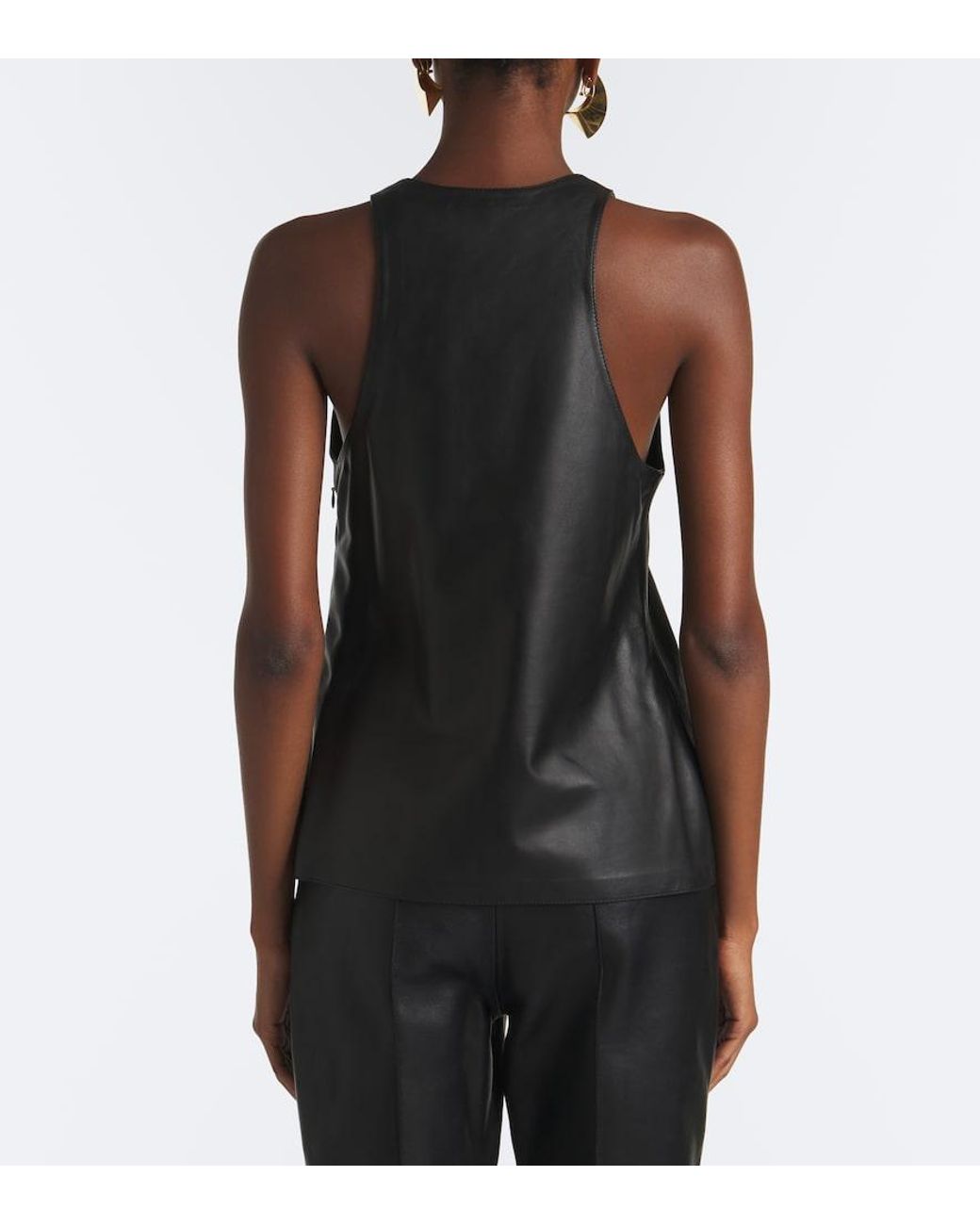 Balmain Black Leather Top
