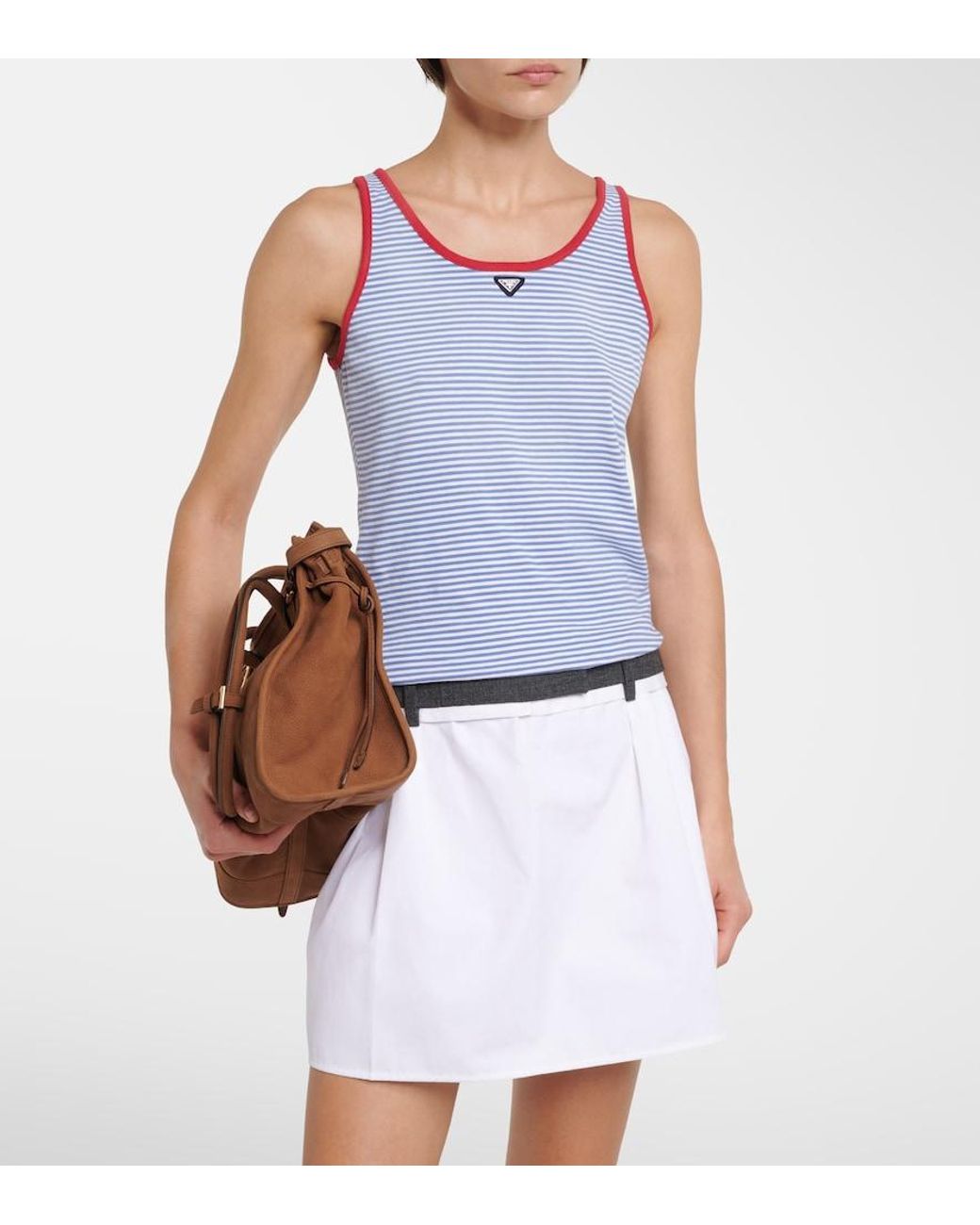 Prada Blue Striped Cotton Jersey Tank Top