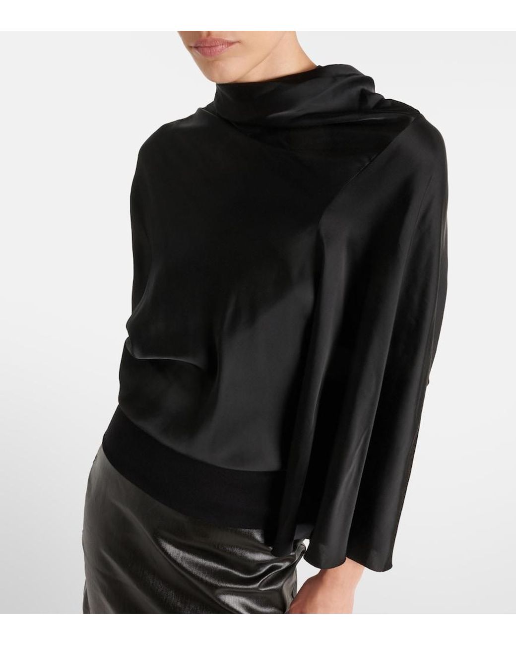 Rick Owens Black Cylinder Draped Jersey Top