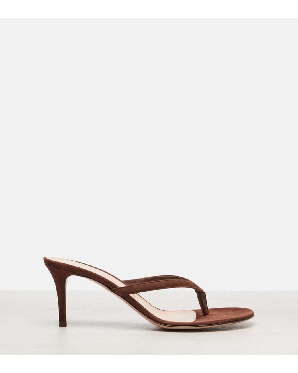 Gianvito Rossi Pink Suede Thong Sandals