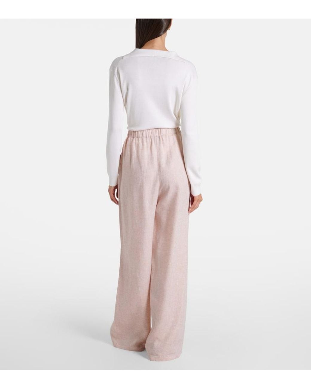 Loro Piana Pink Valerio Linen Wide-Leg Pants