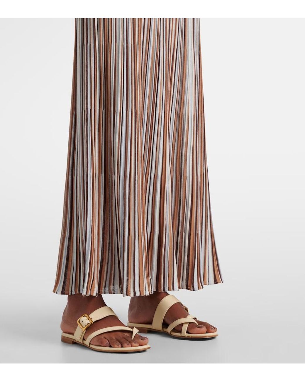 Faithfull The Brand Brown Citara Striped Cotton-Blend Maxi Skirt