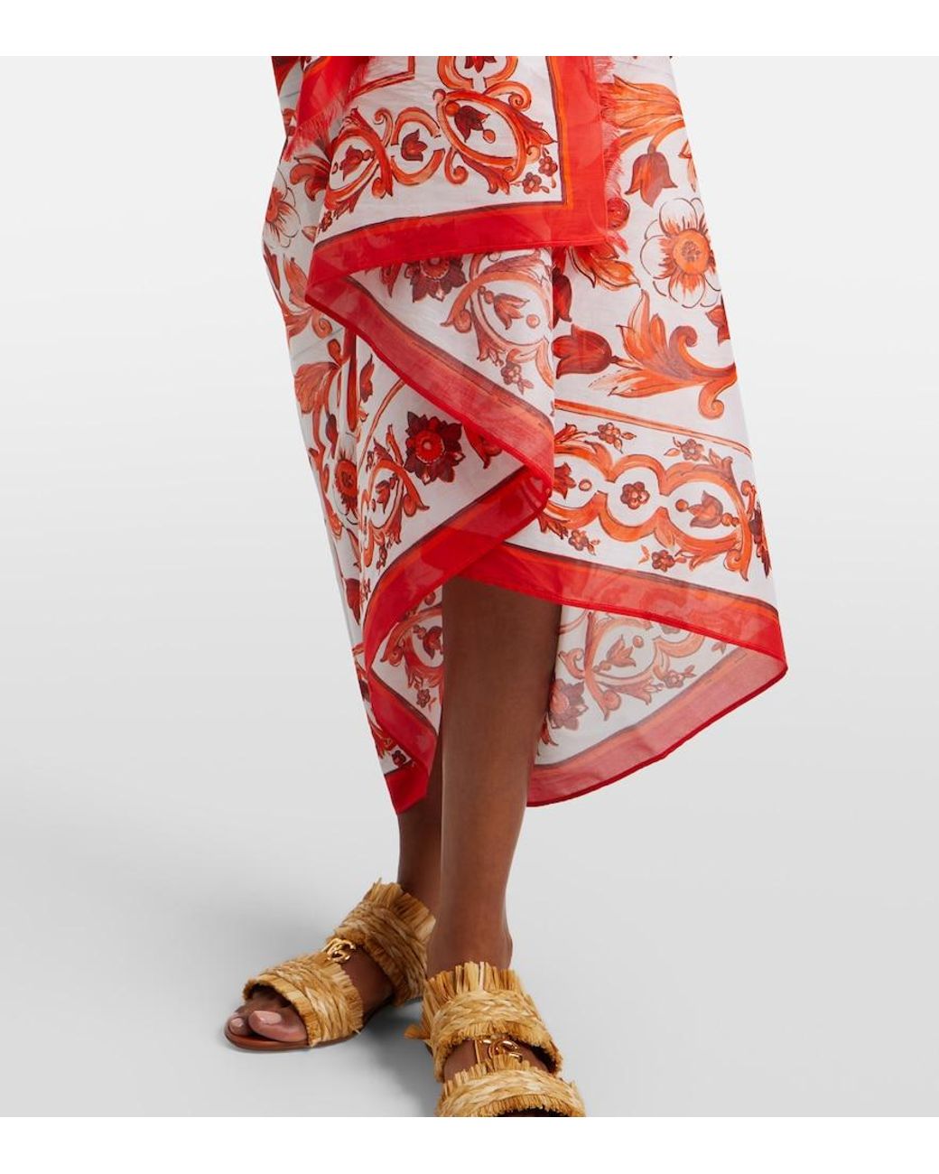 Dolce & Gabbana Red Majolica Cotton Beach Cover-Up