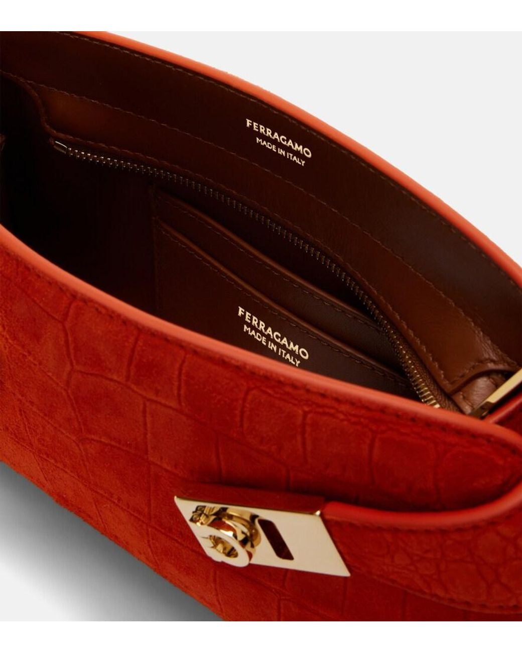 Ferragamo Red Hug Mini Suede Crossbody Bag